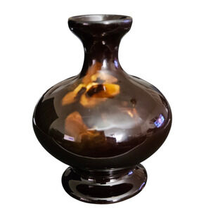 JB Owens Style Pansy Vase Brown Standard Glaze Art Pottery